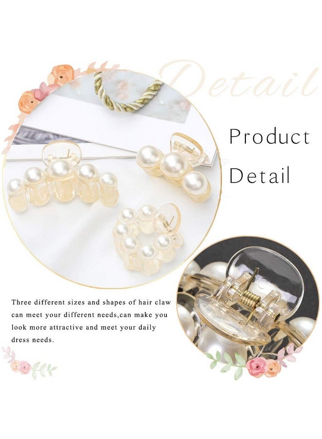 بريني مشابك شعر بريني، مشابك شعر بلون الشمبانيا واللؤلؤ، متوسطة وصغيرة الحجم، مشابك غير قابلة للانزلاق، إكسسوارات شعر للنساء والفتيات (3 قطع) - Image 3