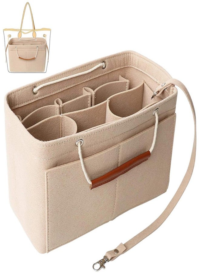 D.DUO Tote Organizer Insert, Purse Insert for Handbags, Tote Bag Organizer with 11 Pockets, Suitable for Neverful for Speedy for Carryall for Birkin and More (Beige, L) - Image 1