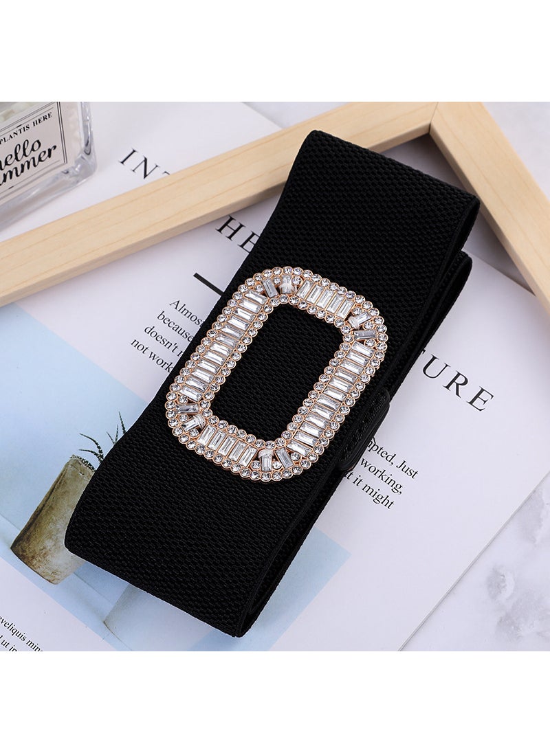 Generic - Factory Special Sale New Fashion Womens Elastic Wide Waist Cover with Down Jacket Sweater Dress Elastic Decorative Belt 6cm wide black concealed buckle - Image 1