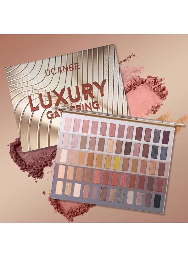 Ucanbe Luxury Gathering Neutral Eyeshadow Makeup Palette, Naked Shimmer Matte Metallic Glitter Subtle Eyes Shadow,High Pigmented Nudes Creamy Smokey Pallet Set - Image 3