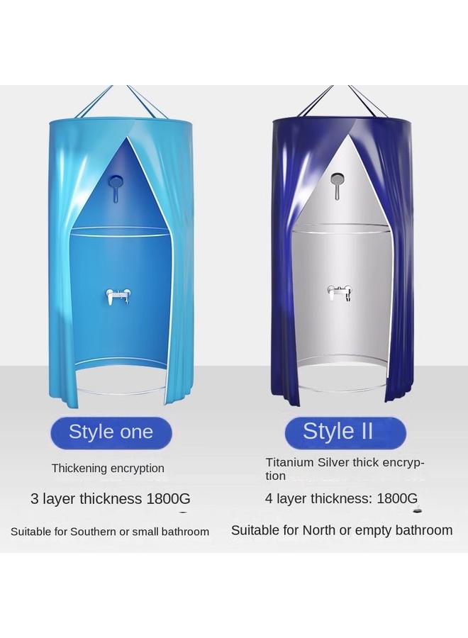 Bluejw Titanium Silver Thickened Bath Cover Winter Bathing Not Cold Artifact Household Bath Account Round Heat Preservation Warm Bathroom Waterproof Shower Curtain - Image 3