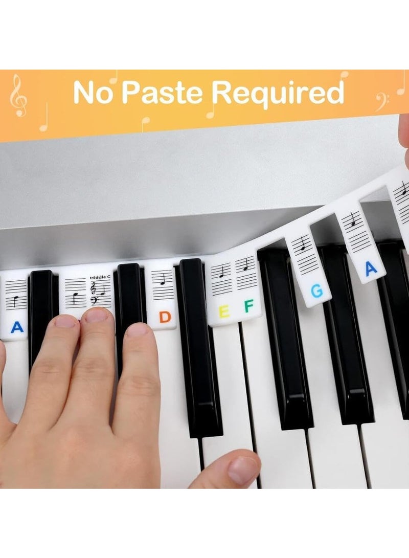 Colorful Piano Keyboard Note Labels,Removable Piano Keyboard Stickers 88 Key Full Size Comes with Box Silicone No Need Stickers Piano Key Labels Reusable Piano Notes Guide for Kids Beginners - Image 4