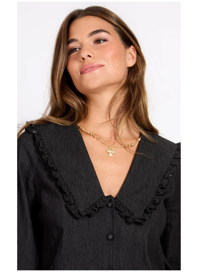 Little Mistress Puff Sleeve Button Detailed Dress
