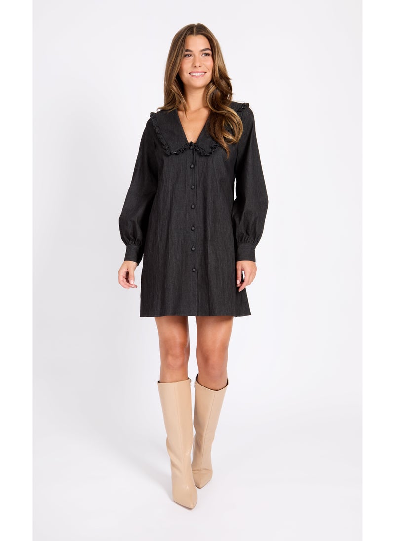 Little Mistress - Puff Sleeve Button Detailed Dress - Image 1