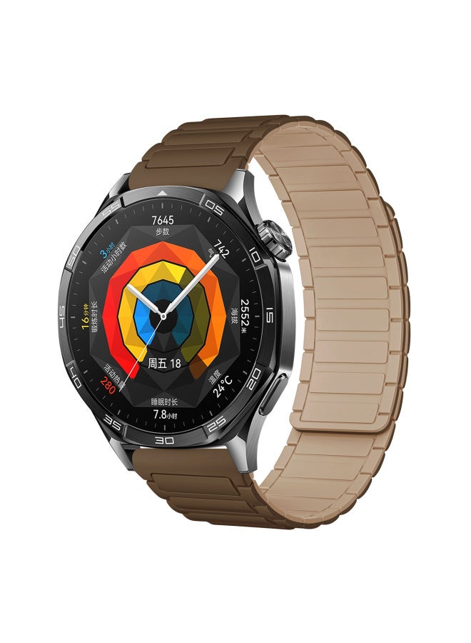 Suitable For Huawei Gt5 Gt422Mm Watch Strap Watch4567 Armor Style I-Shaped Three-Bead Silicone Magnetic Watch Strap 