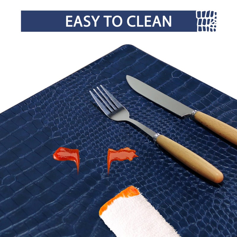 Jovono Set of 6 Faux Leather Placemats, PU Table Mats, Waterproof, Stain Resistant, Heat Resistant, Easy to Clean for Kitchen Dining Table,Conference Table - Image 5