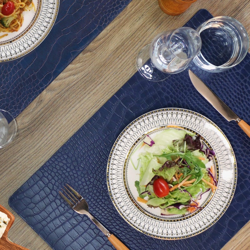 Jovono Set of 6 Faux Leather Placemats, PU Table Mats, Waterproof, Stain Resistant, Heat Resistant, Easy to Clean for Kitchen Dining Table,Conference Table - Image 3