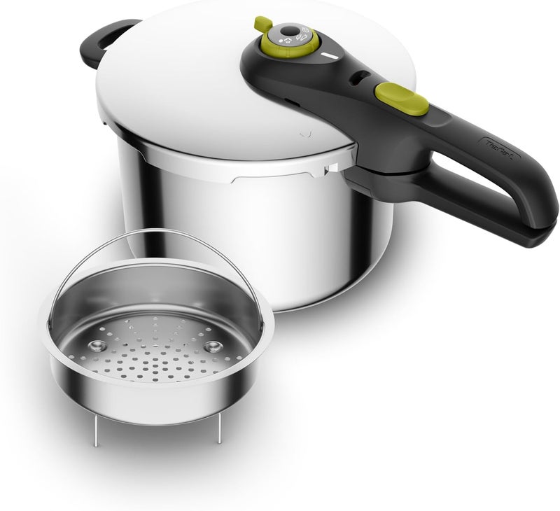 T-fal Tefal Ultimate Stainless Steel Pressure Cooker 6.3 Quart, Induction Compatible, Secure Locking Lid, Safe & Easy to Use, Cookware, Pots and Pans, Kitchen, Dishwasher Safe, Silver - Image 1