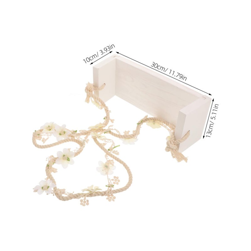 Wooden Swing Photography Prop for Newborns with Floral Accents Cloth Construction Durable Home Decor for Photoshoots - Image 3