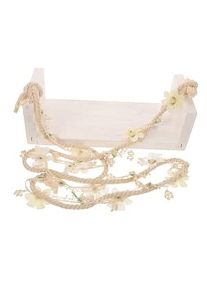 Wooden Swing Photography Prop for Newborns with Floral Accents Cloth Construction Durable Home Decor for Photoshoots - Image 1