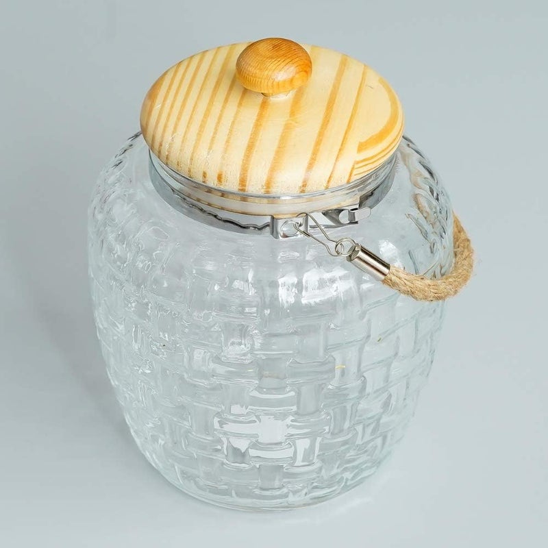 Femora High Line Glass with Bamboo Lid Jar-2000ML - Image 4