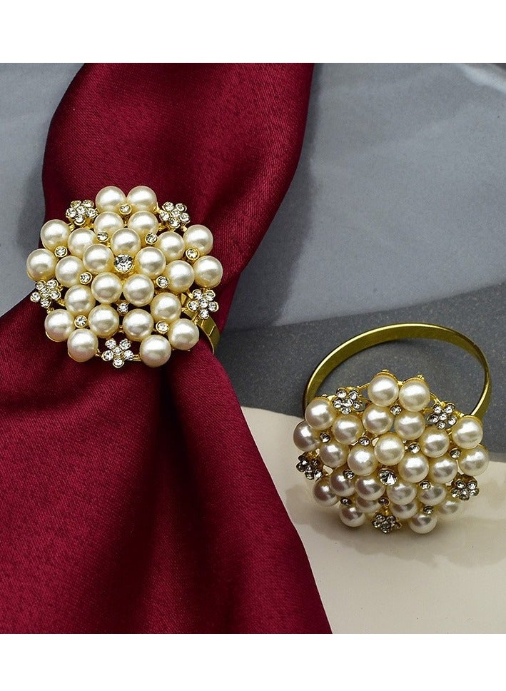 6pcs Rhinestone pearl napkin ring, elegant napkin ring for Valentine's Day, wedding, dating, Ramadan decoration home and party  - Image 1