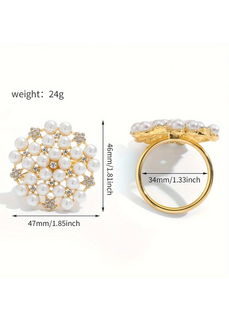 6pcs Rhinestone pearl napkin ring, elegant napkin ring for Valentine's Day, wedding, dating, Ramadan decoration home and party  - Image 4