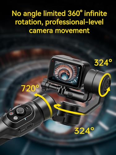 AOCHUAN Gimbal Stabilizer for Go Pro, Handheld Gimbal with 360° Rotation for Video Recording, 3-Axis Gimbal Stabilizer Compatible with Gopro Hero 12/11, Osmo Action, Insta360 ONE R,Sony RX0-Smart G1 - Image 3