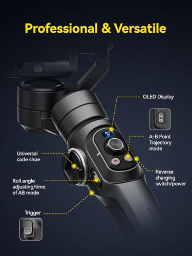 AOCHUAN Gimbal Stabilizer for Go Pro, Handheld Gimbal with 360° Rotation for Video Recording, 3-Axis Gimbal Stabilizer Compatible with Gopro Hero 12/11, Osmo Action, Insta360 ONE R,Sony RX0-Smart G1 - Image 4