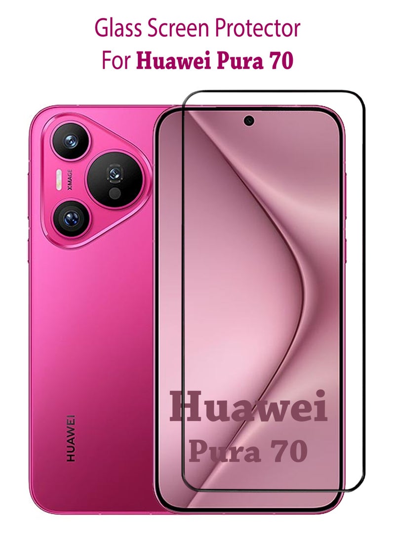 Huawei Pura 70 Screen Protector | Tempered Glass Screen Protector Full HD Quality With Anti-Scratch Edge to Edge Coverage Including Easy Installation Kit - Black - Image 1