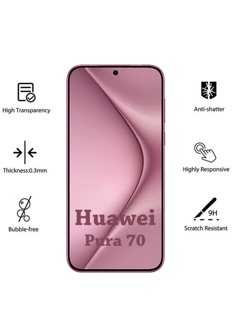 Huawei Pura 70 Screen Protector | Tempered Glass Screen Protector Full HD Quality With Anti-Scratch Edge to Edge Coverage Including Easy Installation Kit - Black - Image 2
