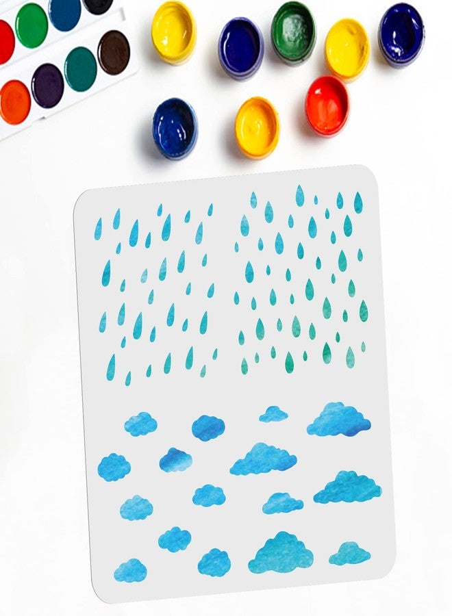 MAYJOYDIY Raindrop Stencil Cloud Stencil Painting Templates 11.8×11.8 Inch Weather Stencil for Wall Decoration, Window, Paper, Scrapbooking, Kids Crafting - Image 1