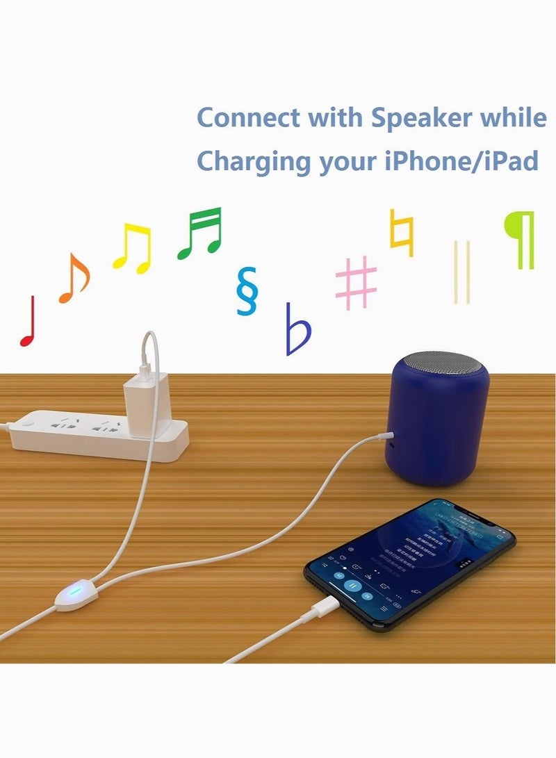 Captaintech 2 in 1 Audio Charging Cable Fit for iPhone/iPad, Charge and Play Music Simultaneously Support to Car Stereo/Speakers/Headphone with 3.5mm Audio Jack, 3.94Ft - Image 3