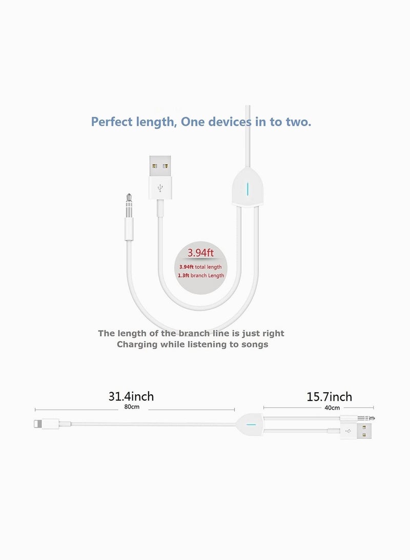 Captaintech 2 in 1 Audio Charging Cable Fit for iPhone/iPad, Charge and Play Music Simultaneously Support to Car Stereo/Speakers/Headphone with 3.5mm Audio Jack, 3.94Ft - Image 5