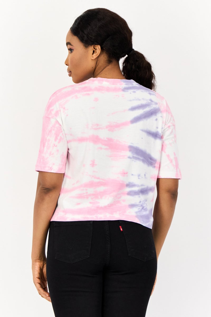ONLY Women Crew Neck Short Sleeve Tie Dye T Shirt, Multicolor - Image 2