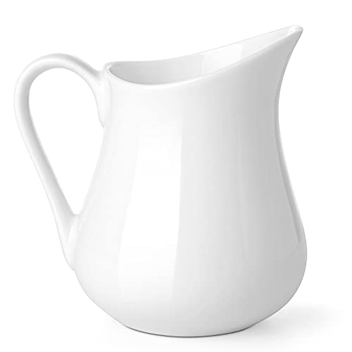 Gurygo 8-oz Creamer with Handle - Small Classic White Fine Porcelain Creamer Pitcher - Small Pitcher for Coffee Milk - Microwave & Freezer Safe - Image 1