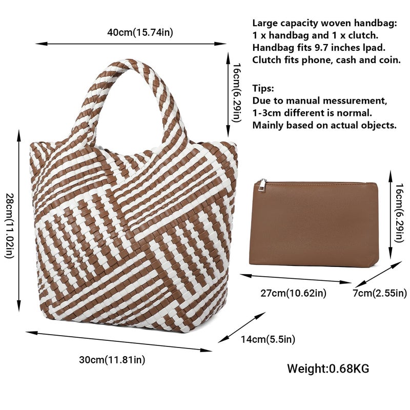 Queenoris Vegan Leather Purses for Women, Handmade Purses and Handbags Summer Beach Travel Tote Woven Shoulder Bag with Detachable Satchel Strap - Image 3