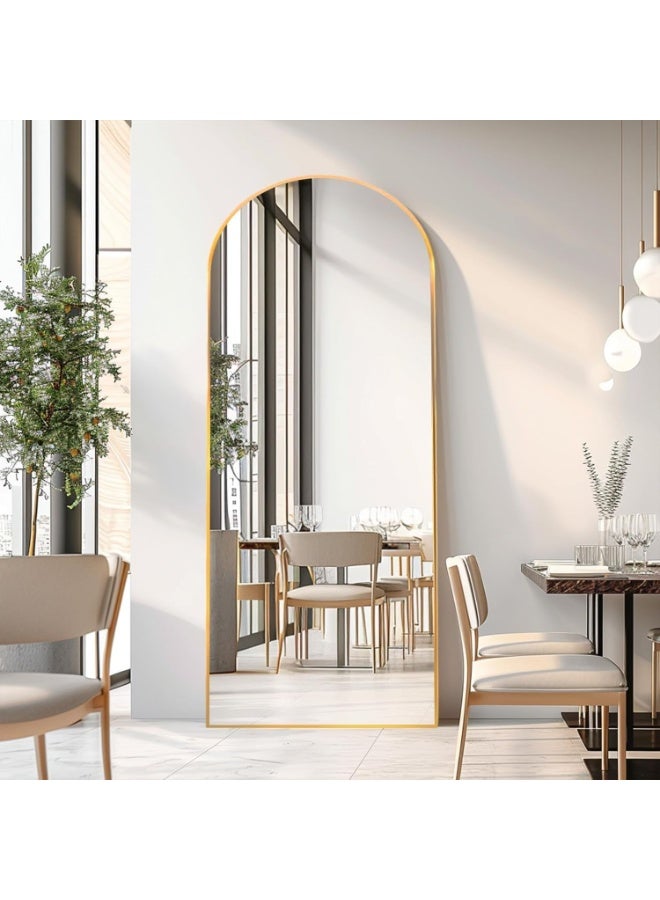Y&D Full Length Mirror 155 *45 CM Arched Aluminum alloy Large Standing Dressing Mirror Hanging Leaning Against Wall Mounted Mirror with Stand for Bedroom Locker Room Living Room (Gold)  - Image 5