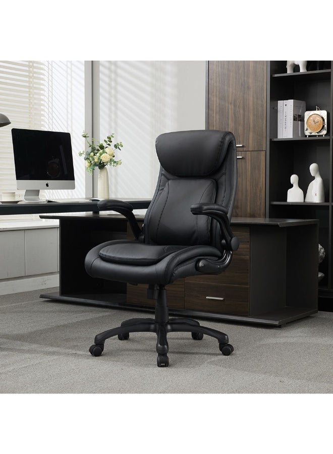 DANUBE HOME Louise High Back Office Chair Ergonomic Gaming Chair Modern Desk Computer Chair Swivel Office Chair Adjustable Height Chair L75.8xW67.5xH108.8-116.3cm - Black - Image 1