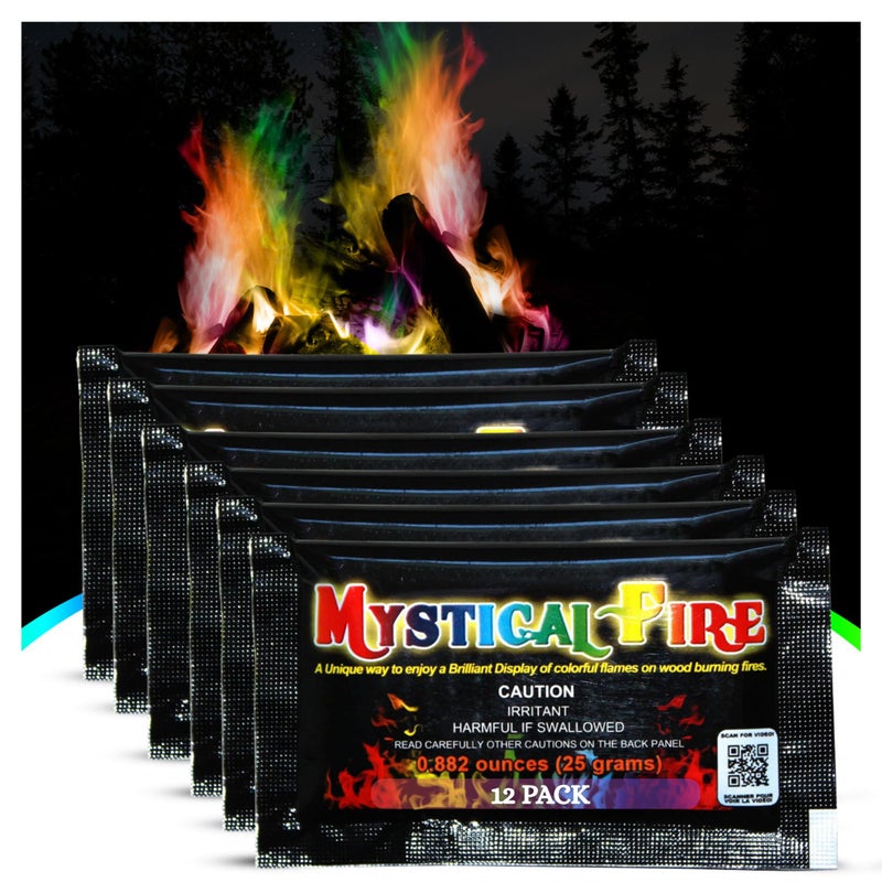 Mystical Fire Color Changing Packets Fire Pits Campfire Enchanted Multi-Color Magical Fun for Indoor Fireplace or Outdoor Use 0.882 Ounces 12 Pack - Image 1