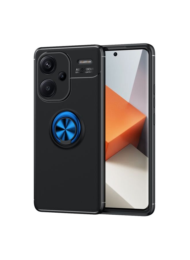Case Cover For Xiaomi Redmi Note 13 Pro Plus Metal Ring Holder TPU Phone Case Black+Blue