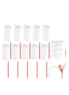 Gymnastics Ribbon Wands, Dancing Ribbon Streamers with 30cm Ribbon Wand White Rhythmic Gymnastics Ribbon gymnastics equipment for Kids Talent Shows Artistic Dancing 10PCS