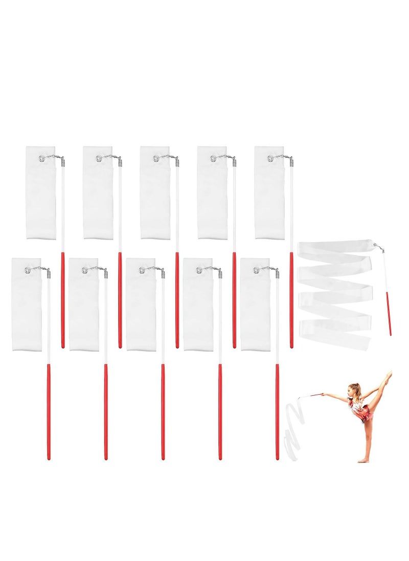 SYOSI - Gymnastics Ribbon Wands, Dancing Ribbon Streamers with 30cm Ribbon Wand White Rhythmic Gymnastics Ribbon gymnastics equipment for Kids Talent Shows Artistic Dancing 10PCS - Image 1
