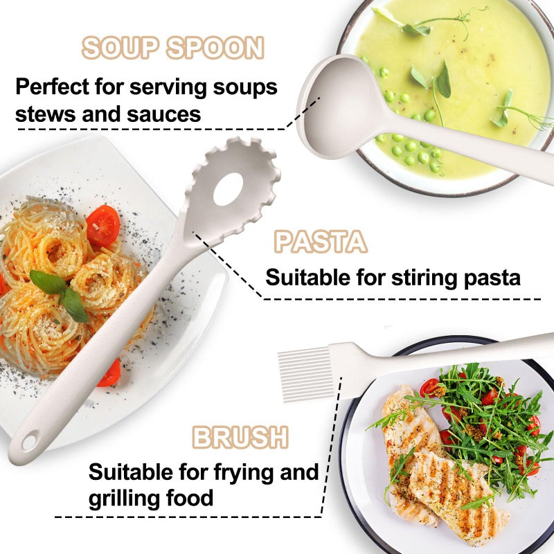 Umite Chef Kitchen Utensils Set, Umite Chef 22Pcs Silicone Cooking Utensils Set, Heat Resistant Silicone Kitchen Spatulas Set with Holder, White Cooking Gadgets Tools Set for Nonstick Cookware, Dishwasher Safe - Image 3