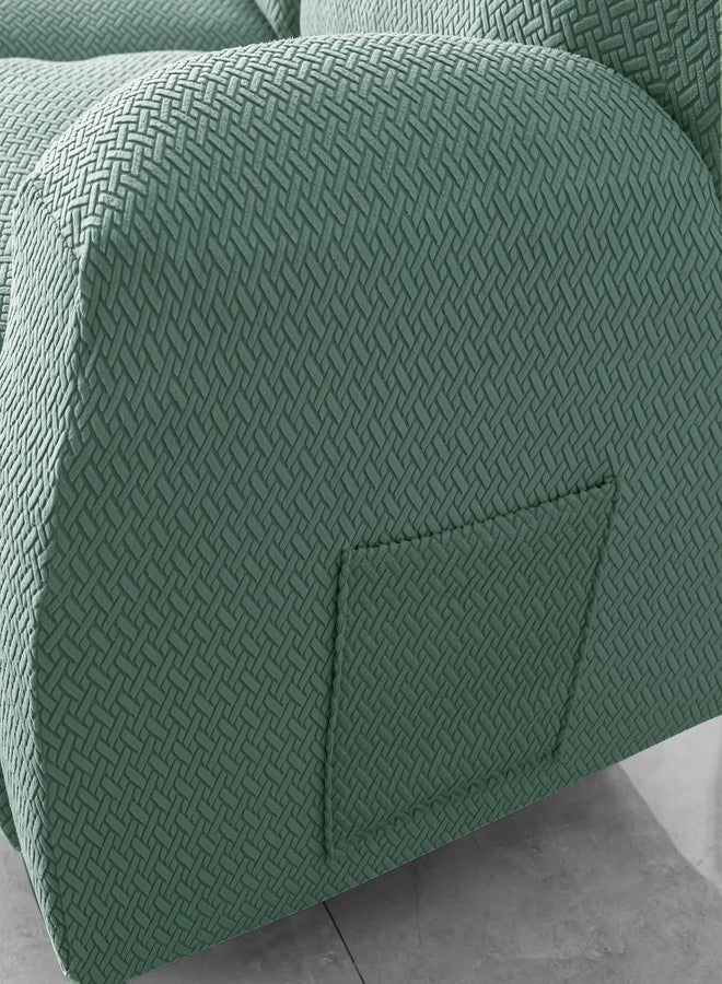 HOKIPO Premium 210gsm, Jacquard 2 Seater Recliner Sofa Cover, Continental Green (AR-4973-GR) - Image 5