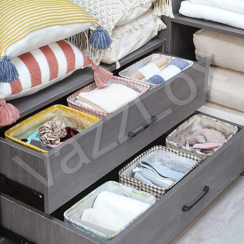VazzLox (Pack of 5) Foldable Multipurpose Storage Box Small Canvas Fabric Organizer Baskets for Organizing Multi Purpose Storage Organizer Box with Handles Boxes for Storage in Wardrobe (Multi Design) - Image 5