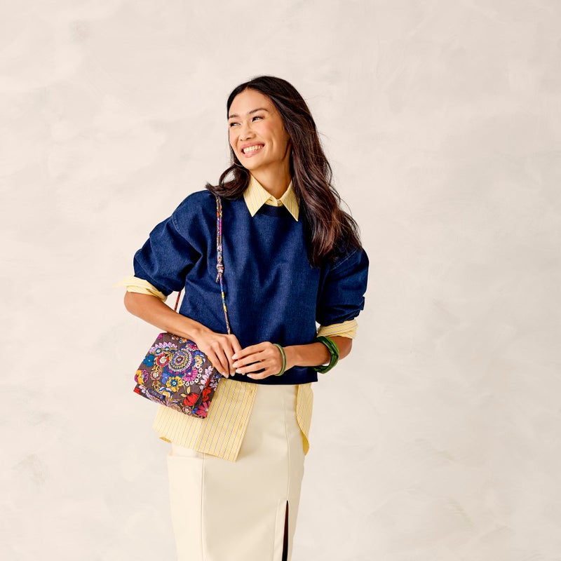Vera Bradley Women's Premium Cotton Baird Hipster Crossbody, Colorful Bouquet, One Size - Image 3