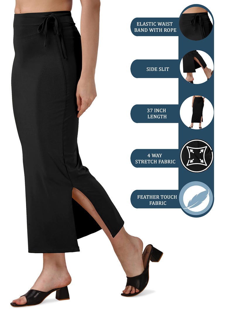 Mehrang Stretchable Saree Shapewear Petticoat for Women, Cotton Blended,Petticoat,Skirts for Women,Shape Wear Dress for Saree Black - Image 2