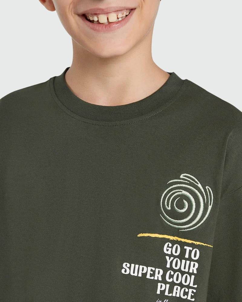 Ovs Four Leaf Green Tee For Little Boys By OVS