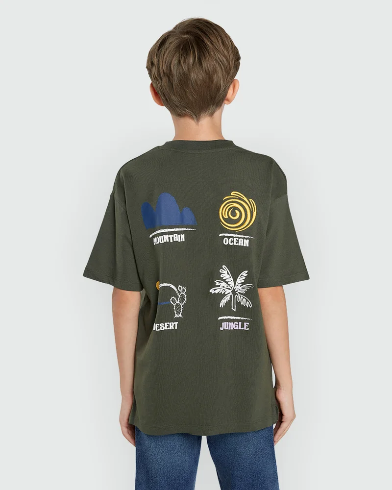 Ovs Four Leaf Green Tee For Little Boys By OVS