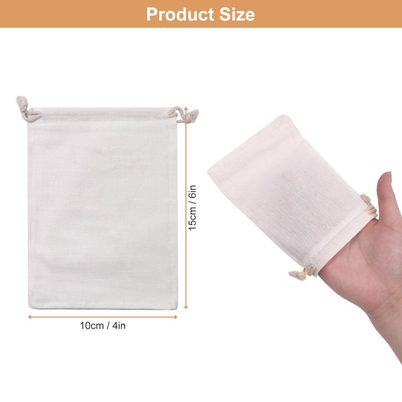 SumDirect 20Pcs Cotton Muslin Bags,White Mini Lightweight Gift Bags Breathable Pouches with Drawstring Reusable Packing Storage Bags for Wedding, Party, Birthday (4x6inch) - Image 2
