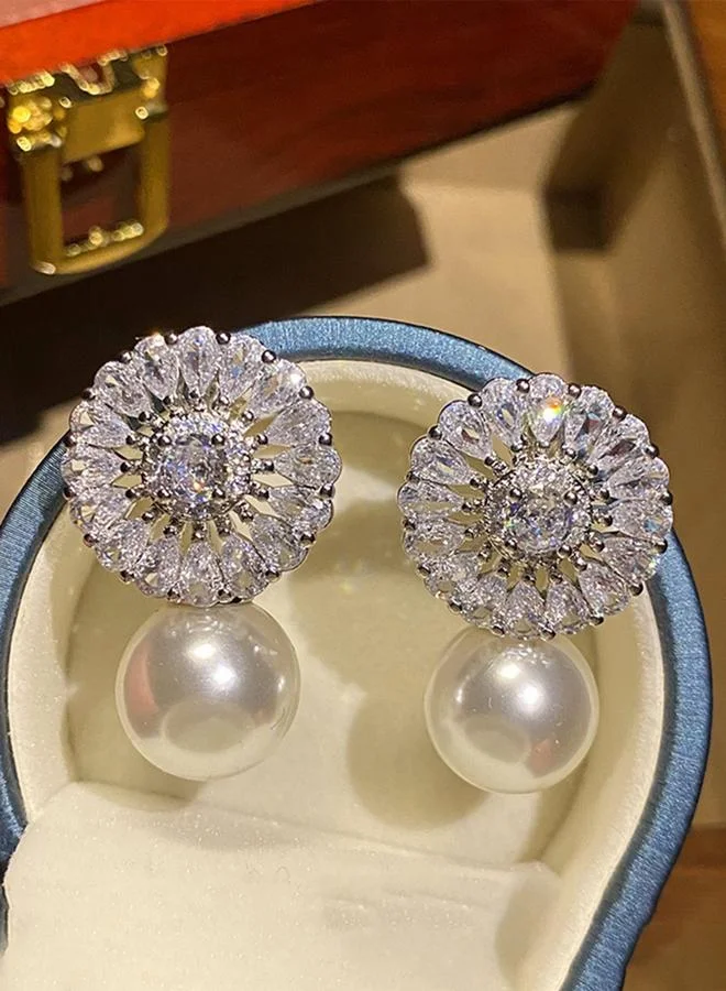 Take Two Snowflake Pearl Dangle Earrings
