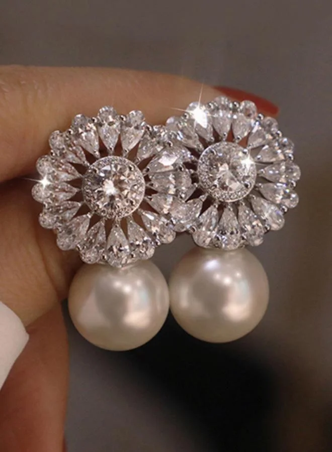 Take Two Snowflake Pearl Dangle Earrings