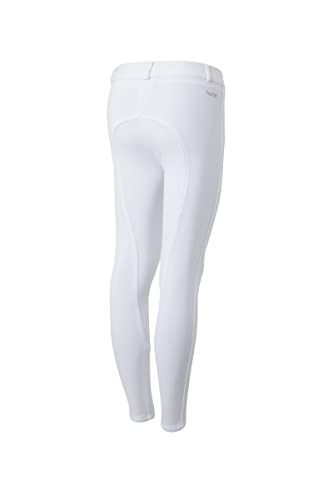 HORZE Active Kids' Unisex Silicone Grip Full Seat Horseback Riding Breeches - White - L - Image 3