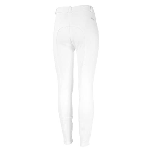 HORZE Active Kids' Unisex Silicone Grip Full Seat Horseback Riding Breeches - White - L - Image 4