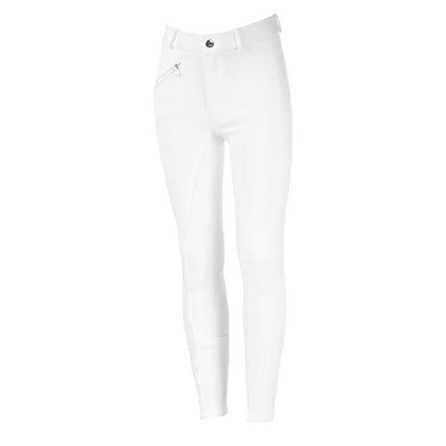 HORZE Active Kids' Unisex Silicone Grip Full Seat Horseback Riding Breeches - White - L - Image 1