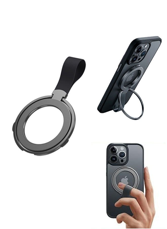 SJet Magnetic Phone Grip Holder Kickstand, Compatible with PopSockets MagSafe Ring Removable, for iPhone, Samsung Galaxy, Google (Black)  - Image 1
