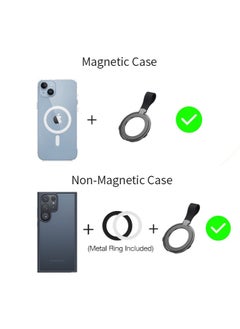 SJet Magnetic Phone Grip Holder Kickstand, Compatible with PopSockets MagSafe Ring Removable, for iPhone, Samsung Galaxy, Google (Black)  - Image 5