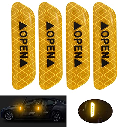 AutoBizarre Car Anti-Collision Luminous Open Signal Yellow Door Warning Reflective Stickers for Car Door Protection and Decoration - Set of 4 pcs - Compatible with All Cars - Image 1