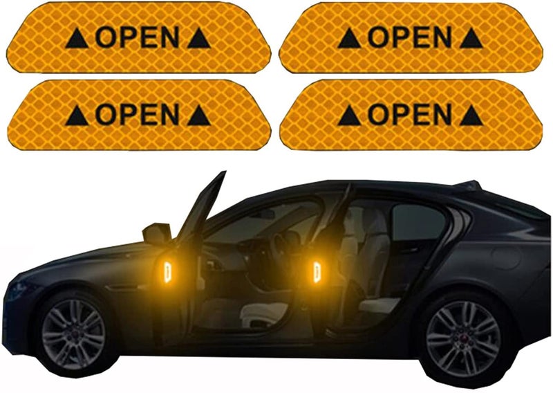 AutoBizarre Car Anti-Collision Luminous Open Signal Yellow Door Warning Reflective Stickers for Car Door Protection and Decoration - Set of 4 pcs - Compatible with All Cars - Image 2